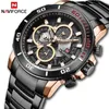 Naviforce klockor för män Rostfritt stålband Quartz Top Luxury Brand Watch Chronograph Vattentät Man Klocka Relogio Masculino 210517