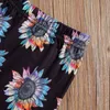 2-7Y осень весенний малыш малыш девочек одежда набор с длинным рукавом цветок туника верхние подсолнечники брюки брюки детские наряды 210515