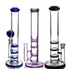 hookahs Glass Bong Water Pipe Triple Disk Honeycomb perc dab bubbler 11inches 14mm joint