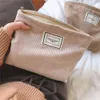 Solid Color Corduroy Korean Wash s Women Travel Cosmetic Pouch Beauty Storage Cases Make Up Organizer Clutch Bag