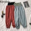 Korobov japonais nouveau lâche décontracté femmes pantalons été chic pantalon large jambe harajuku solide femme joggers 210430