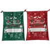 Últimas Lona Sublimação Santa Saco Desenhos animados Elk Floco de Neve Decoração de Natal Maçã Doces Presente Sacos com cordão