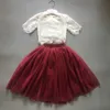 Prinsessan Flickor Summer Lace Kläder för barn Toppar + Lång kjol Elegant Barn Party Kostym Ins Fashion Outfit Mixed Color 210529
