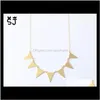 Hanger hangers sieraden druppel levering 2021 10pcs gouden sier bunting eenvoudige spike pijl pijl Europese kleine meervoudige vlaggen ketting driehoeken ne