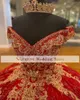 Charro Robe De 15 A os rouge Quinceanera robes dentelle Applique Sequin mexicain doux 16 anniversaire robes De bal réel Images259m