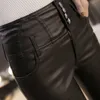 Winter Warm Female Pants Drop PU Leather Velvet Trousers Elastic Pencil Skinny pants Women's Tight 210514