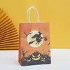 Halloween Gift Paper Bags with Sticker Pumpkin Gift Bag Kids Favor Wrapping Bag Halloween Party Package Supply