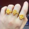 Cluster Anéis HX 24k Anel de Ouro Puro Real Au 999 Sólido Elegante Coração Brilhante Bonito Upscale Trendy Jóias Vender 2021243p