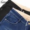 Jeans donna dritti vintage neri femminili caldi pantaloni in velluto harem in pile a vita alta per l'inverno 210514