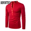 Ursportech Solid Color T Shirt Hommes Manches longues T-shirt Casual T-shirt Tops Vêtements Spring Automne Streetwear Fashion T-shirts 220312