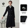 FANSILANEN Cashmere black long winter wool coat Women elegant double breasted oversized blend jacket Female vintage 210607