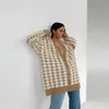 Muiches Casual Geometrische Engeland Stijl Trui Vrouw V-hals Single Breasted Lange Mouw Cardigan A \ W Datum Office 210918