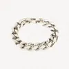 Link Chain 100% Stainless Steel Bracelet For Men Charm Bracelets Retro 18k White Gold Plated Cuban Fashion Couple Accessories With Jewelry Pouches Wholesale