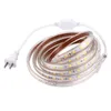 SMD 5050 AC220V LED-remsor Flexibelt ljus 60LED / m Vattentät LED-tejpbelysning med strömkontakt 2m / 3m / 4m / 5m d2.5