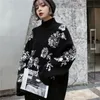 Knitted Tops Women Spring Loose Pullover Knitting Heavy Work Beads Flower Pattern Thick Warm Sweater QZ283 210510