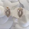 gold earrings Fashion diamond stud earring aretes for lady Women Party Wedding Lovers gift engagement Jewelry Bride with box have stamps