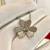 Brand Pure Sterling Sier Jewelry For Women 3 Leaf Neckalce Flower Pendant 60cm Clover Sakura Wedding Party Necklace