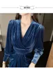 Parti Elbiseleri H HAN Rainha Elegante Com Decote EM V Bölünmüş Escritório Lápis Vestido Inverno Feminino Bainha Simples Magro Mid-Claf Trabalho Festa Bodycon