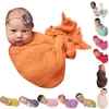 Nouveau-né Lit Wrap Swaddling Stretch Candy Pure Baby Photo Props Châle Infantile Réception Couvertures Bébés Photographie Props 210413