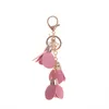 Nyckelringar mode blomma nyckel ring chiffong tofs bil kedjor dam par väska ornament kreativ charm keychain eh-895