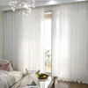 Simples moderno sólido tule decorativo abelha gaze design cortinas sólidas para sala de estar cortina de linho branco puro cortina my221 # 5 210712