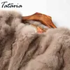 Tataria Real Rabbit Fur Jacka för Kvinnor Långärmad Plus Size Overcoat Kvinnors Kortrock Kvinna Varma Plush Coats 210514
