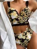 Leopard Summer Sexy 2 Sztuk Bikini Zestaw Vintage Drukowane Push Up Wysokie Wytnij Swim Wear Suit Siatek Kobiety Swimsuit Bikinis B416 210420