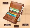 2020 männer Brieftasche 3 Falten Vintage Echtes Leder Brieftasche Mann Geld Tasche Visitenkarte Halter Anti Diebstahl Männlichen