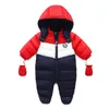 Iyeal Born Baby Snowsuit Children 유아 겨울 코트 따뜻한 라이너 후드 지퍼 수트 소년 소녀 소녀 오리 아웃복 바지 210729474470