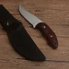 Outdoor Survival Straight Knife 440C Satin Blade Full Tang Wood Handle Camping Hiking Rescue Knives With Nylon Sheath