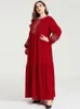 カジュアルドレス女性年の服プラスサイズの長袖の刺繍ルーズマキシドレスエレガントな快適なアラブ国立冬のガウン