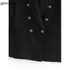 Fashion Women Vintage Black Velvet Blazer Work Wear Elegant Office Jacket Lady Suit Slim Double Breasted Business Women's Suits & Blazers