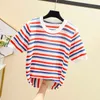 L-4XL Plus Size Women Summer Basic Thin Sweater Pullover Loose Casual Stripe Kint Overized T Shirt Female Pull Jumper 210604