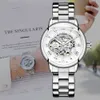 Мода роскошный бренд скелет женщин механические часы женские часы автоматические механические часы для женщин серебро MONTRE FEMME 210720