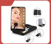 Portable Lady Led Light Makeup Lustro z szczotkami Case Organizator Składany Ekran Dotykowy Lusterka 5 SZTUK Pędzel do przechowywania 12 LED LED Lampa Podróż Narzędzia