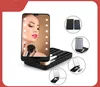 Specchio per il trucco Luce a LED con pennelli da 5 pezzi Custodia Organizer Pieghevole Touch Screen portatile Led Specchi Spazzole Scatola da viaggio Strumenti cosmetici