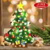 Juldekorationer DIY Felt träd med LED Glowing String Light År 2022 Cristmas Ornament Xmas Navidad Merry Decoration