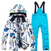 Jaquetas de esqui inverno russo infantil crianças terno meninos meninas neve roupas snowboarding sets impermeável esportes ao ar livre desgaste casaco pant