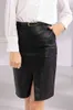 PU Leather Solid Split Skirts Women High Waist Straight Midi Office Lady Summer Skirt Female Black With Belt 9869 210521