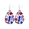 1pair American Flag Leather Earrings Five-pointed Star Fashion Jewelry Stripe Teardrop Statement Earrings Independence Day Gifts Q0709