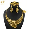 Earrings & Necklace XUHUANG African Gold Fine Jewellery Set Nigerian Bridal Wedding Flower Pattern Accessories Arab Women Jewelries Gifts
