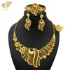 Oorbellen Ketting XUHUANG Afrikaanse Goud Fijne Sieraden Set Nigeriaanse Bruids Bruiloft Bloemenpatroon Accessoires Arabische Vrouwen Sieraden Geschenken