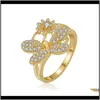 Bande bijoux livraison directe 2021 bague en cristal Sier plaqué or fête fleur anneaux de mariage pour les femmes F3Aun