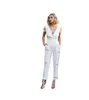 Modern Noiva Lace Crepe Crepe Jumpsuit Vestido V Neck Cap Sleeve Bohemian País Burnal Vestido Pant Feitiço