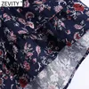 Zeefity Dames Tropische Floral Print Cascading Ruches Sling Short Smock Blouse Vrouwelijke Spaghetti Strap Shirt Chic Crop Tops LS9242 210603