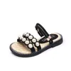 Kids Shoes Girls Slippers Summer Fashion Pearl Sandals Slippers Children Big Girl Slides Shoes Flat Soft Sole 210713