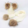 Bebê do inverno pompom pompom chapéu real dupla guaxinim pom pompons beanie chapéus para crianças