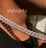 Bracciali con catena a maglia a bolle cubane Miami da 12 mm Braccialetti con zirconi cubici in oro bianco 14k placcato con diamanti veri ICY Choker da 16-22 pollici