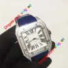 2021 fashion 100-XL Men Square Watches 40mm diamond watch leather strap automatic movement iced out mens watche308D