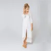 Cotton Long Beach Cover up Robe de Plage Costume da bagno Saida Praia Costume da bagno per donna Tuniche per # Q422 210420